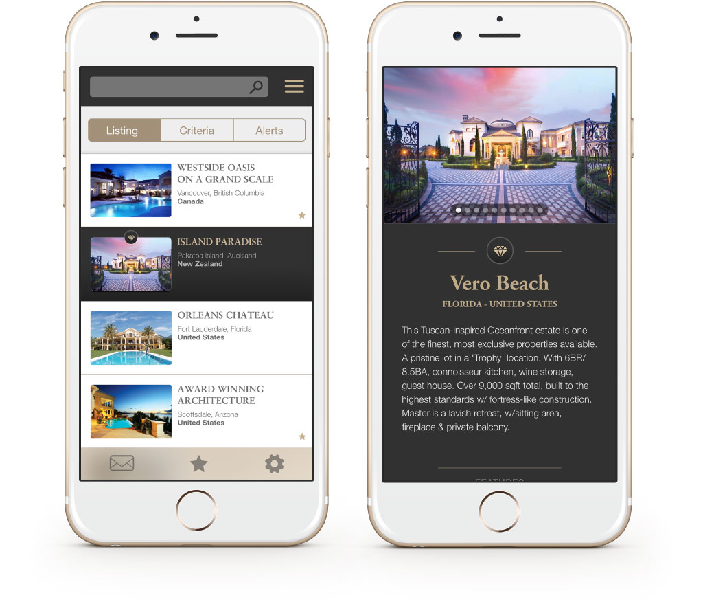 Luxury Real Estate UI Design for mobile device